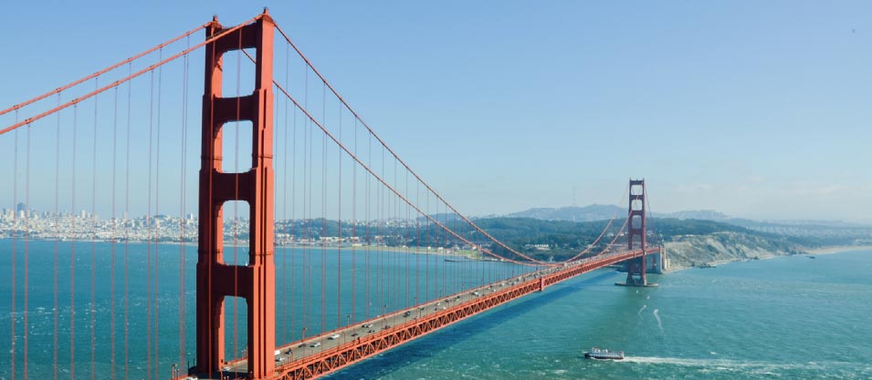 San Francisco skyline and golden gate bridge